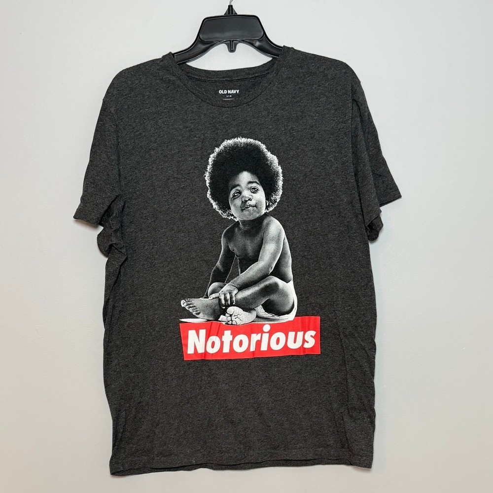 Old Navy Notorious B.I.G. Biggie Smalls Baby Graphic T-Shirt Dark Heather Gray L